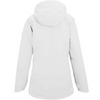 A white hooded jacket shown from the back, photographed against a clean white background.