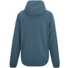 back of a blue raincoat on a white background