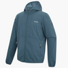 blue jacket on white background with black and white zipper