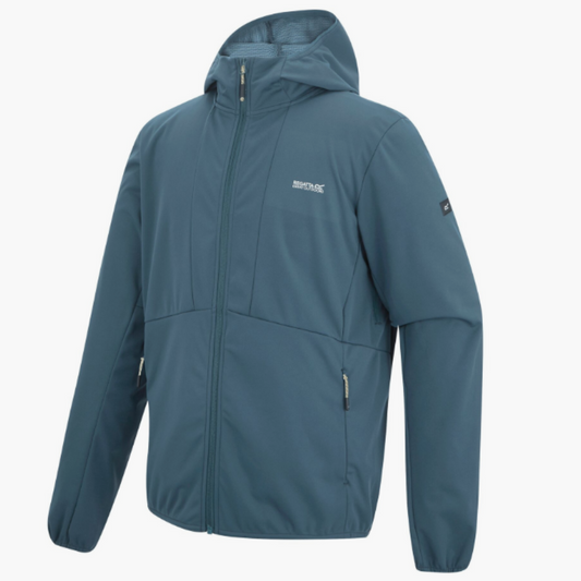 blue jacket on white background with black and white zipper