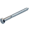 A single galvanized steel hex screw with a threaded shank and pointed tip, shown diagonally on a plain white background.