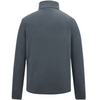 The back view of a men's zip-up jacket featuring a dark slate blue-gray quilted center panel and solid black sleeves, collar, and shoulder yoke, shown on a plain white background.