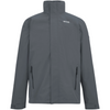 a light grey rain jacket with white logo on right shoulder on white background