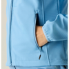 a close up of a hand in a blue jacket pocket