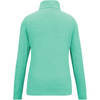 A women's long-sleeve mock neck top shown from the back, in a heathered mint green color, on a plain white background.