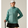 woman wearing ivy moss jacket with black skirt and white cap