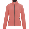 A coral pink fleece jacket with a full front zipper, a high collar, and zippered hand pockets, shown on a plain white background.