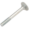 A single silver metal bolt with a flat circular head, photographed on a plain white background.