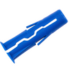 A single blue plastic snap fastener or clip component shown on a plain white background.
