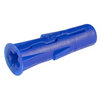 A blue plastic wall plug with a star-shaped socket on the end, shown on a plain white background.